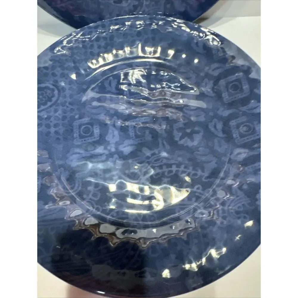 Set of 4 Southern Living Melamine Plates Navy Exclusively Dillards 9.25